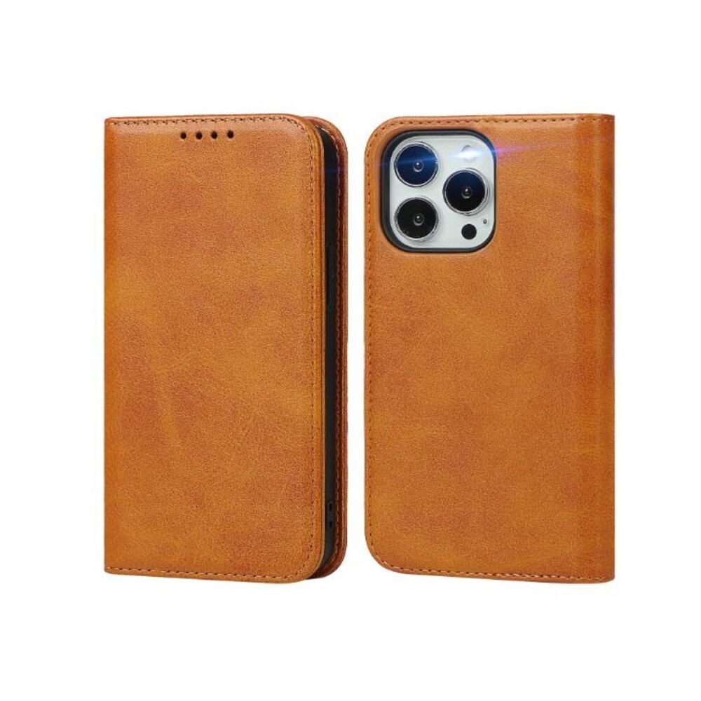 iPhone 15 Pro Faux Leather case Wallet with Card Holder  Flip Folio Light Brown